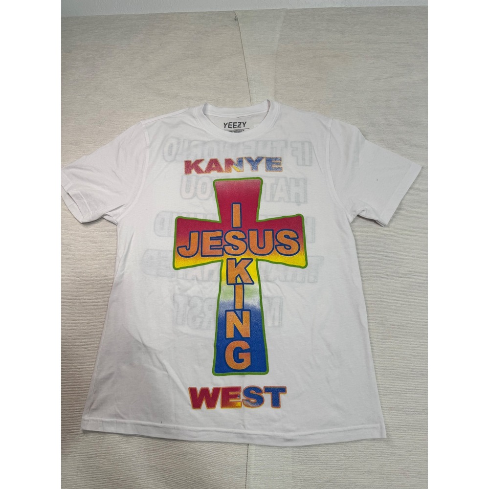 Yeezy Kanye West Jesus Is King Graphic T-Shirt White XL Mens Multi Color Cross
